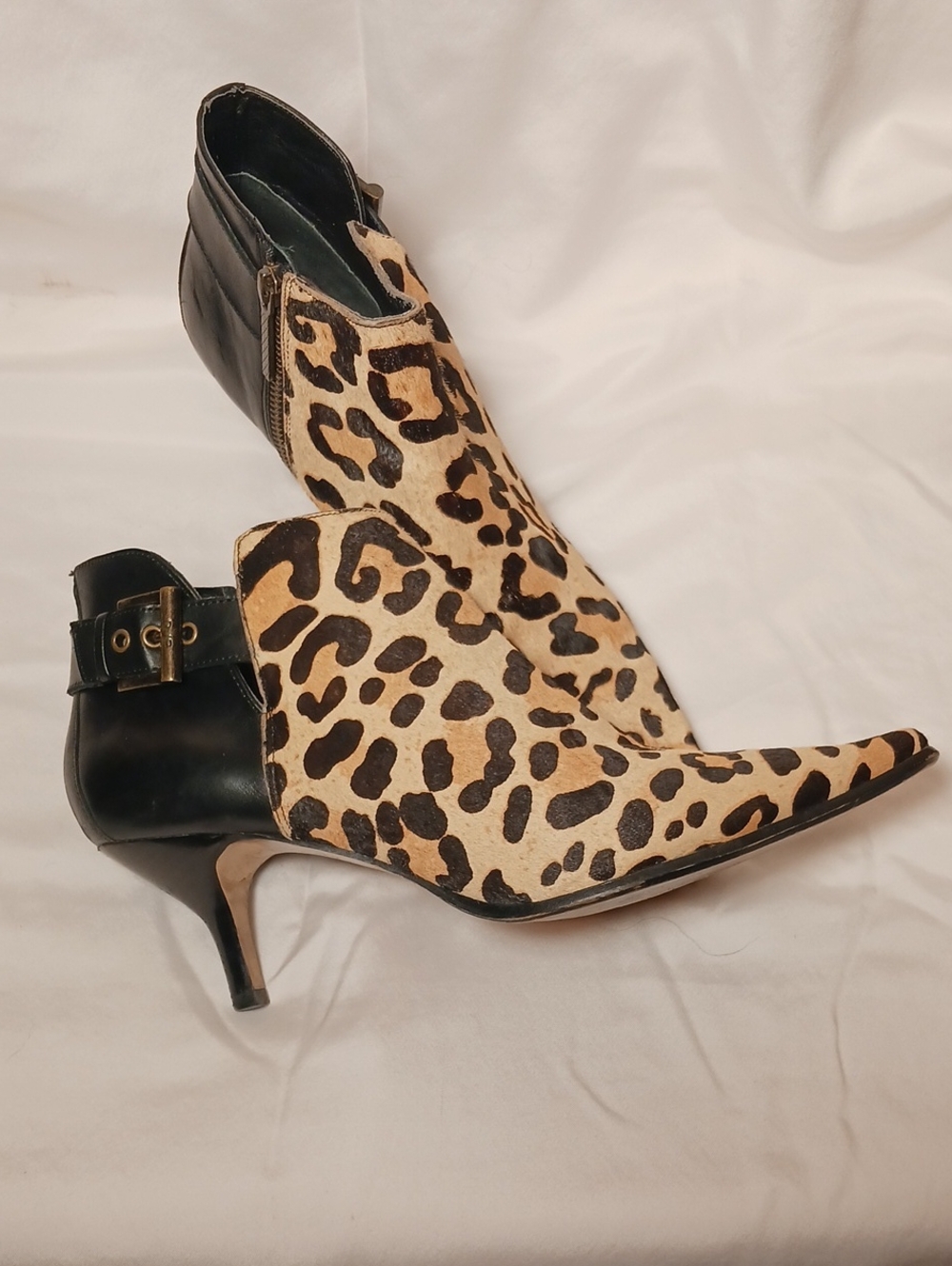 Donald J Pliner "Lure" Leopard and Leather Heeled Bootie